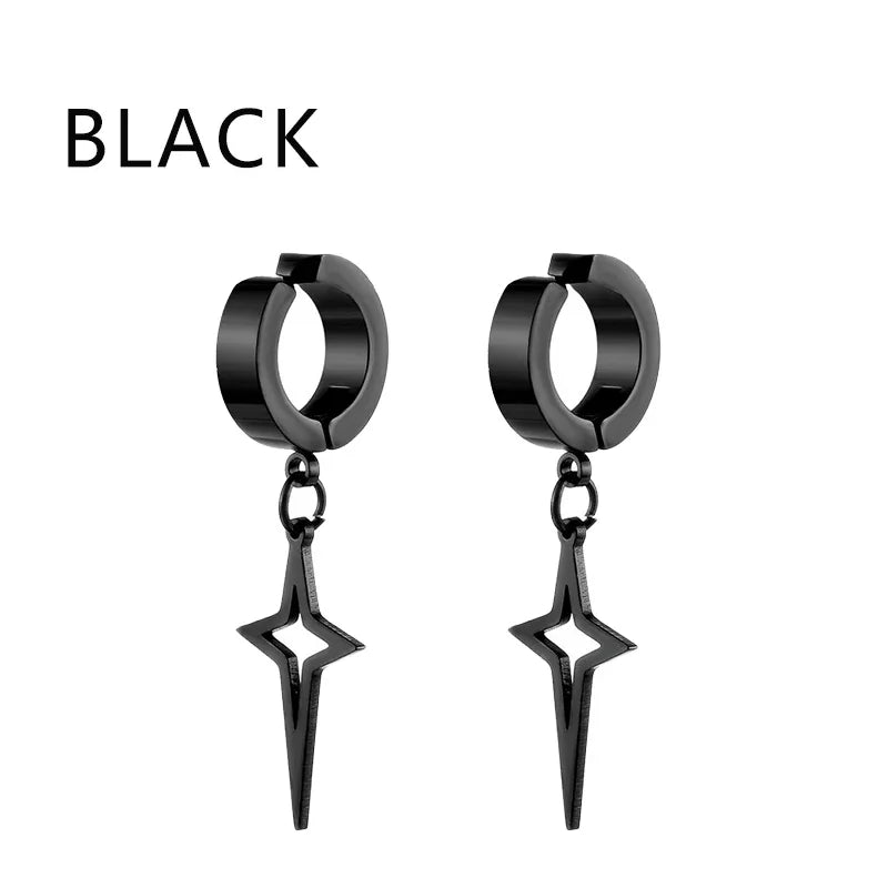 1Pair Fashion Cross Pendant Ear Clip Non Piercing Earrings Fake Earrings Gift for Men Women Jewelry